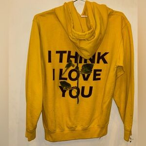 Three Layer Premium Yellow Hoodie I think I love you graphic sweatshirt S